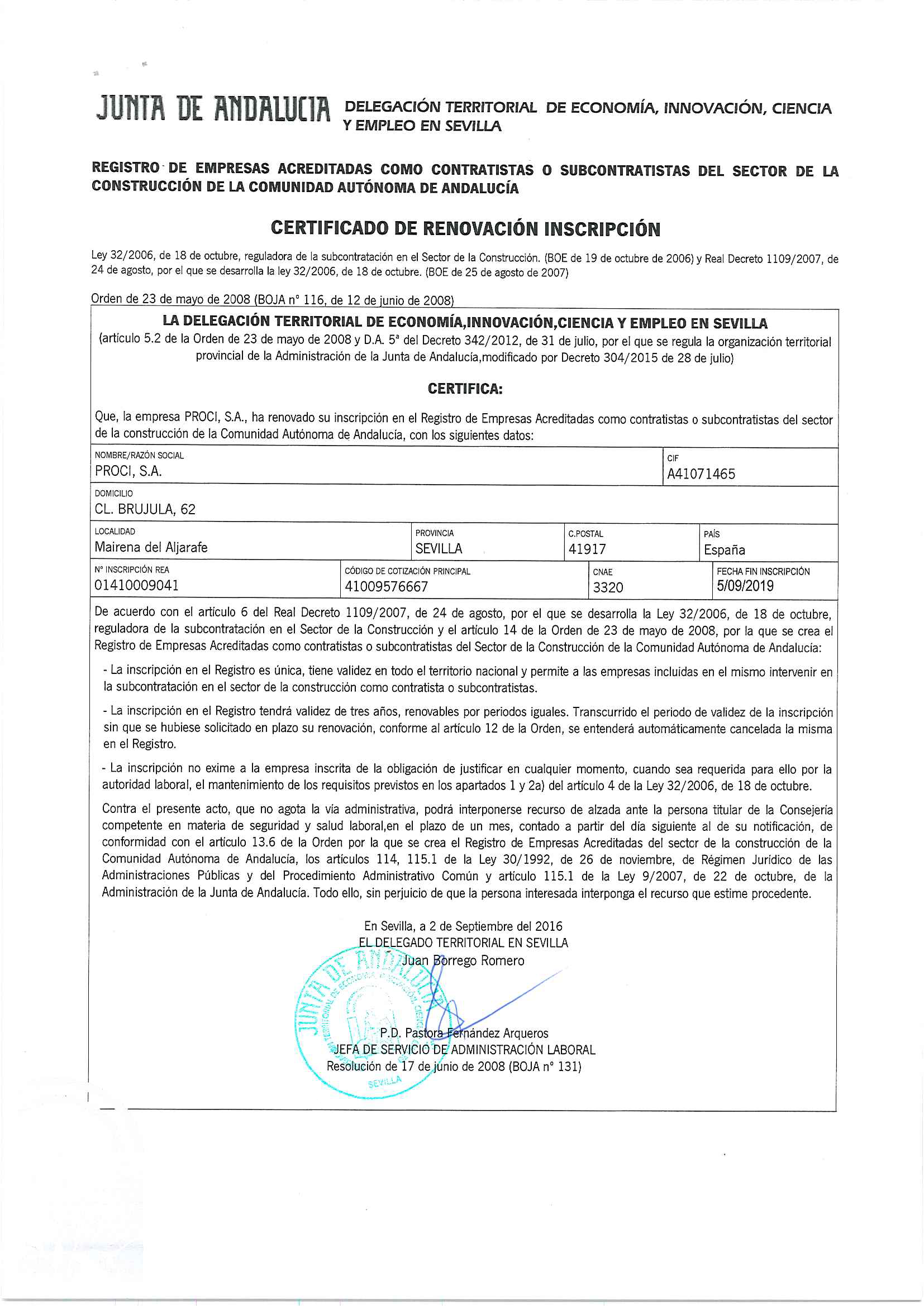 Certificado REA_PROCISA